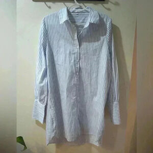 Collared striped shirt dress